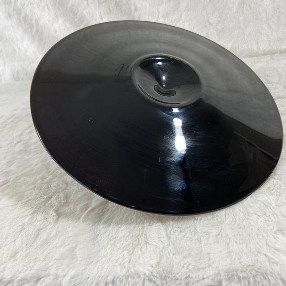 Antique Art Deco Center Handle Server Plate Black Depression Glass TidBit Platte - Picture 5 of 10